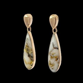 Gold quartz, Earrings, Alaska Mint, Tear Drop, 423G2/410 $2300