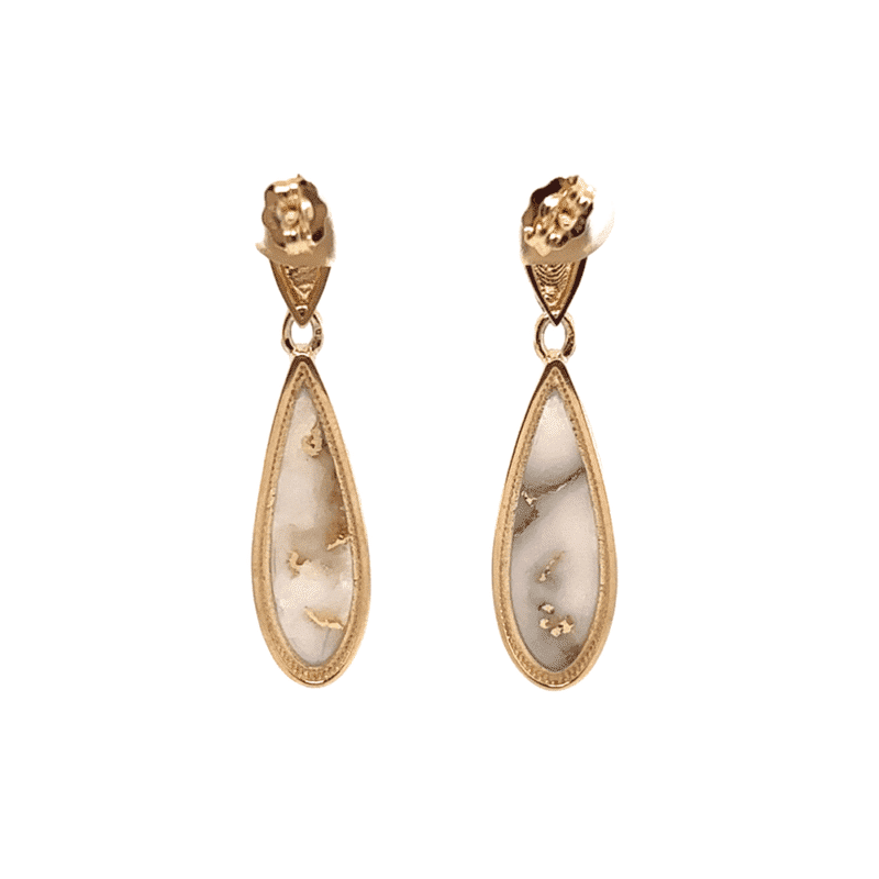 Gold quartz, Tear drop, Earrings, Alaska Mint, 423G2-410 $1890