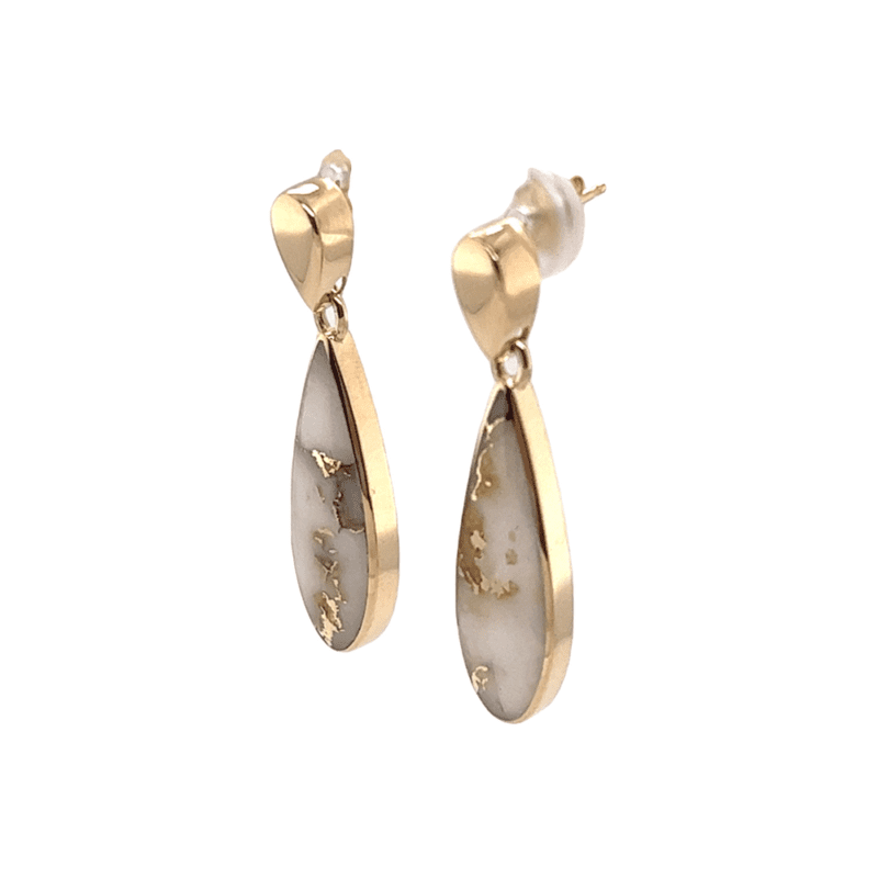 Gold quartz, Tear drop, Earrings, Alaska Mint, 423G2-410 $1890