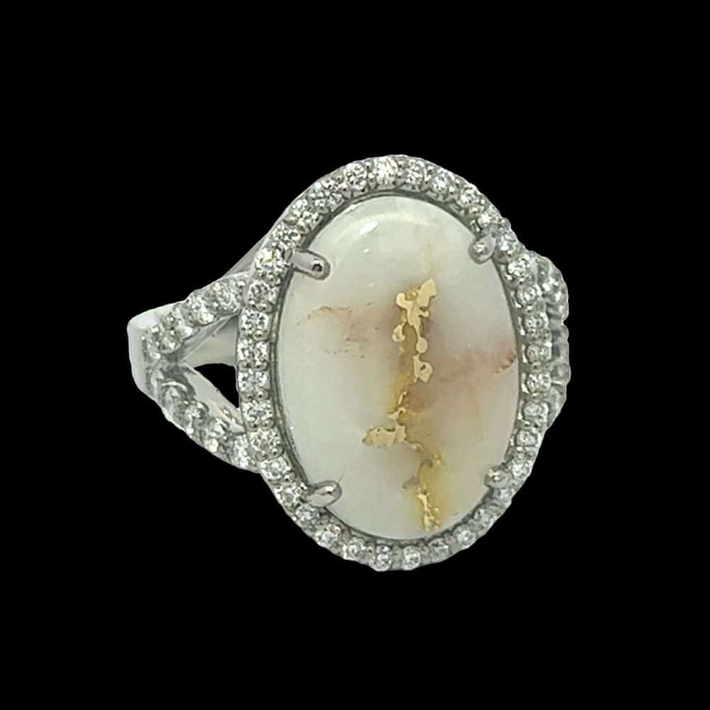 Gold quartz, Ring, Alaska Mint, Diamond, White Gold, 635W-1-G2 $2950