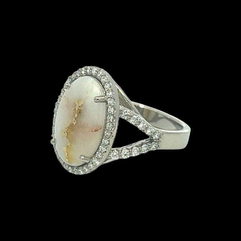 Gold quartz, Ring, Alaska Mint, Diamond, White Gold, 635W-1-G2 $2950