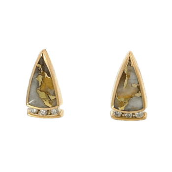 Gold quartz, Triangle, Earrings, Alaska Mint, E145G2