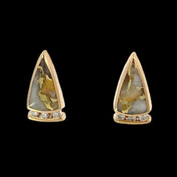 Gold quartz, Earrings, Diamonds, Stud, Alaska Mint, E145G2 $1350