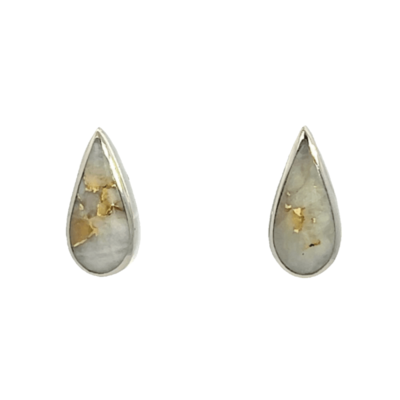 Gold quartz, Teardrop, Earrings, Alaska Mint, E265G2W
