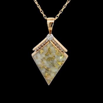 Gold quartz, Pendant, Diamond, Alaska Mint, FF213G2 $3265