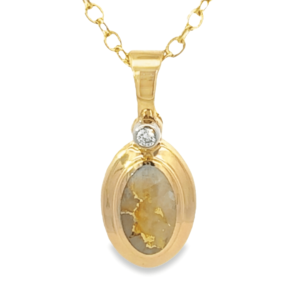 Oval Gold Quartz Inlaid Pendant, Alaska Mint