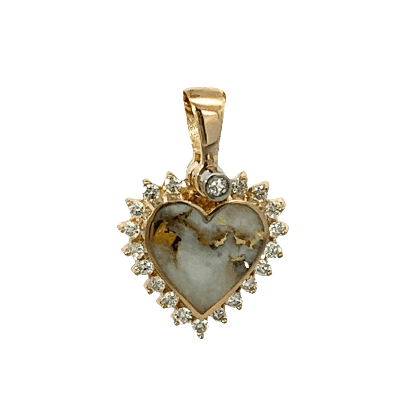 Gold quartz, freeform, pendant, Alaska Mint, 14k, FF312G2