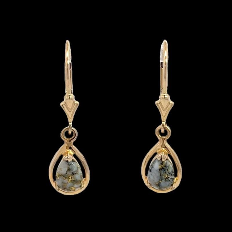 Gold quartz, Earrings, Tear drop, Leverback, Alaska Mint, EN441Q/LB $675