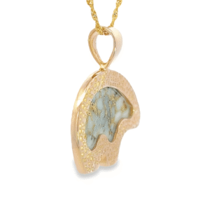 14k Bear Gold Quartz Pendant, Alaska Mint