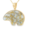 14k Bear Gold Quartz Pendant, Alaska Mint