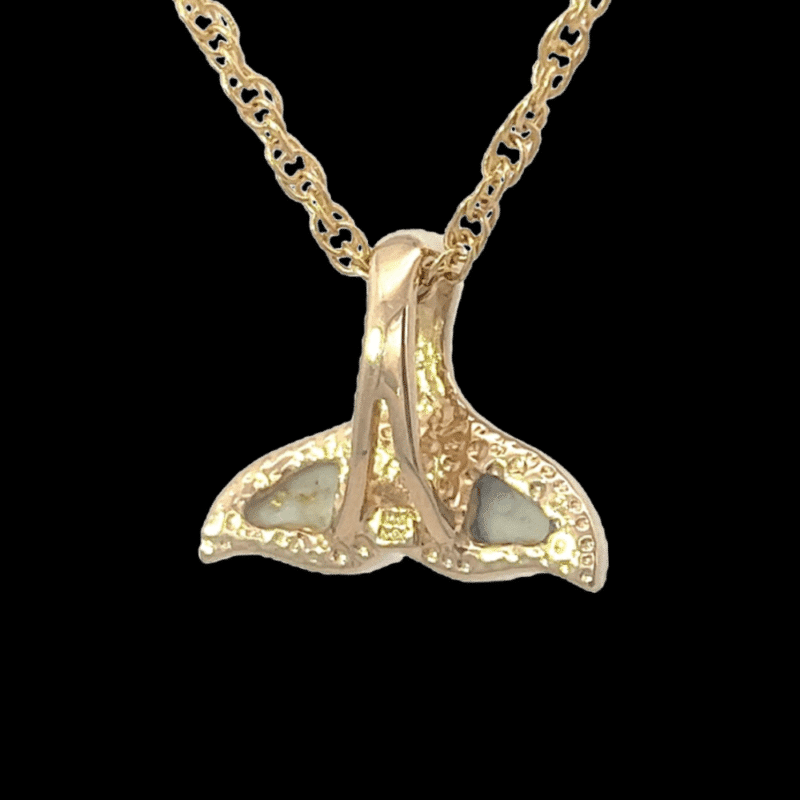 Gold quartz, pendant, Alaska mint, whale tail, PWT32HQX $830