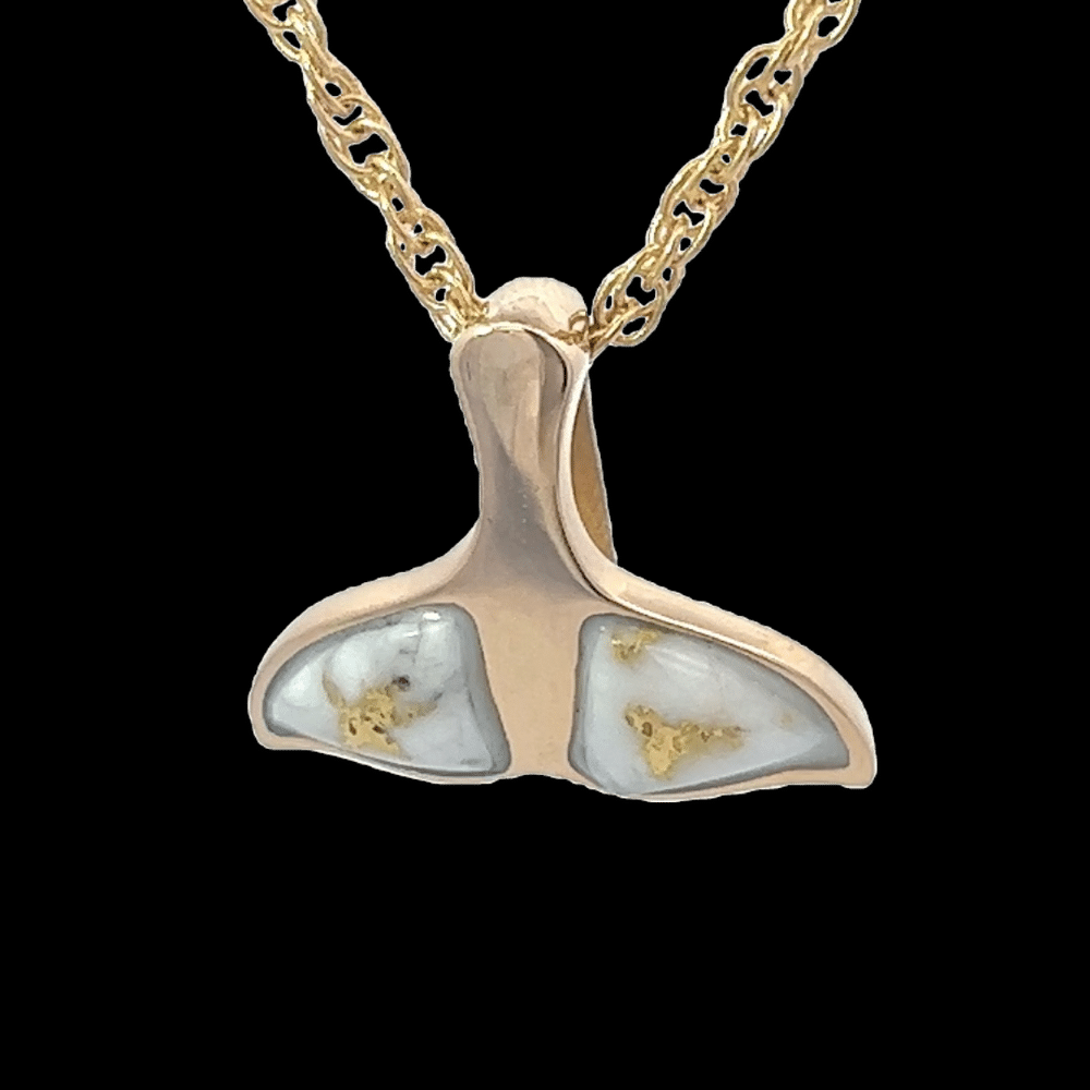 Gold quartz, pendant, Alaska mint, whale tail, PWT32HQX $830