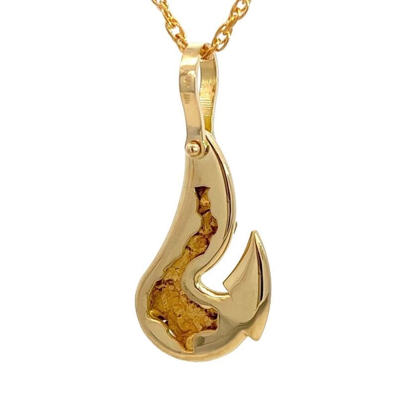Gold Nugget, Fish hook, Pendant, Yellow Gold, Alaska Mint, 2.9dwt, 073213 $2995