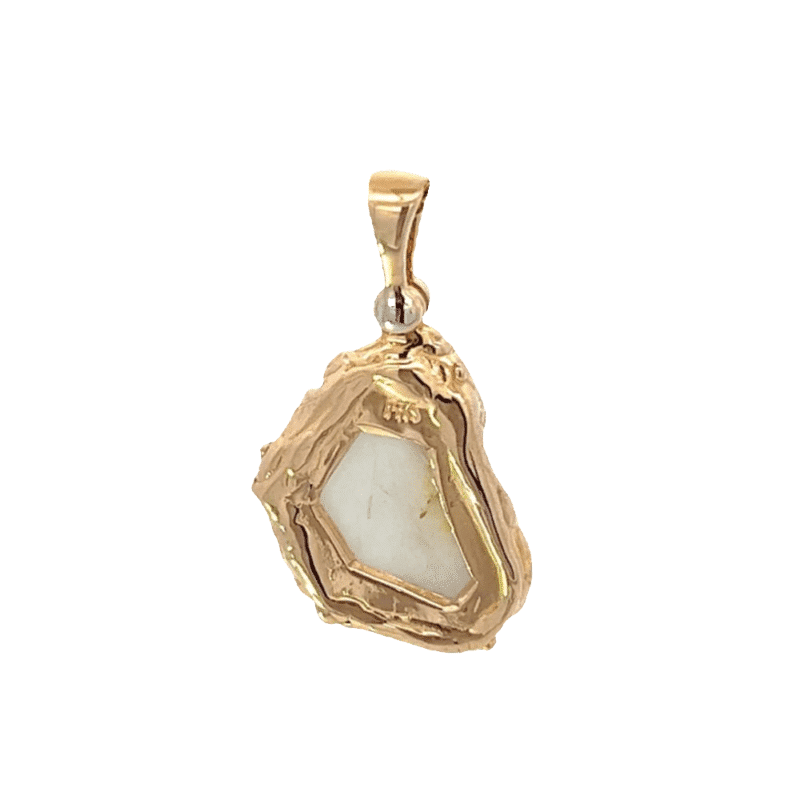 Gold quartz, freeform, pendant, Alaska Mint, 14k, 073153