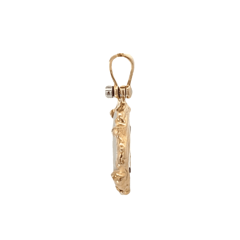 Gold quartz, freeform, pendant, Alaska Mint, 14k, 073153