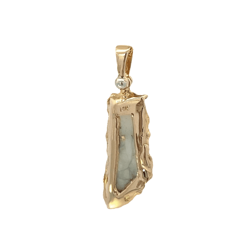 Gold quartz, freeform, pendant, Alaska Mint, 14k, 073160