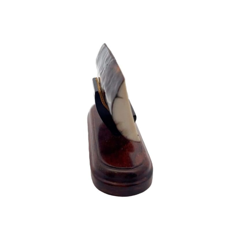 Scrimshaw Ivory, Alaska Mint, Ship, 073491 $865, JU 3.24” X about 1.5” (without base)