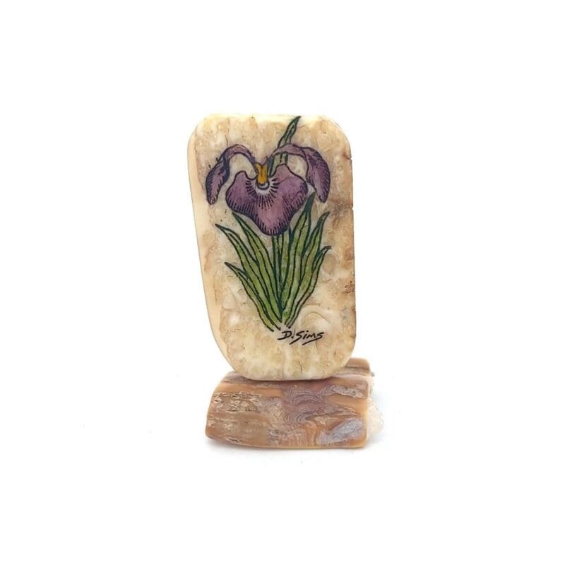 Ivory, Scrimshaw, Alaska Mint, Purple Iris, 999793 $89.99, about 1in X 1.75