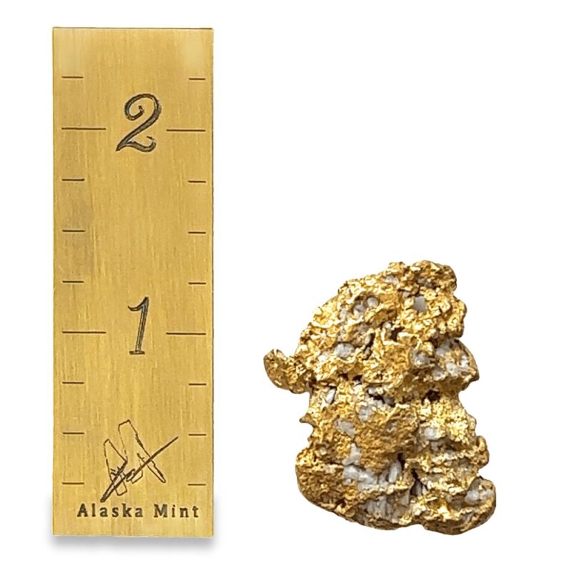 36.1 Gram Natural Gold Nugget Mined in the Klondike, Alaska Mint