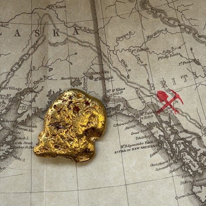 55.8 Gram Natural Gold Nugget, Mined in the Klondike, Alaska Mint