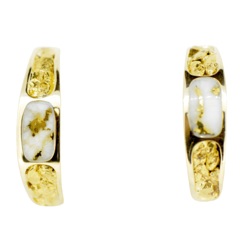 Gold Nugget Gold Quartz Post Earrings, Alaska Mint