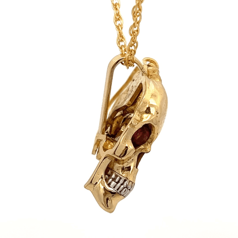 Golden Skull, Gold Nugget, Ruby, Alaska Mint, 18k, 073320 $7875