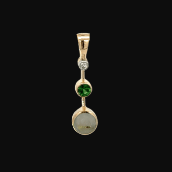 Gold quartz, Tsavorite, Diamond, Round, Pendant, Alaska Mint, 14k, 073779 $590