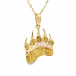 Bear Paw Alaskan Gold Nugget Pendant, Alaska Mint