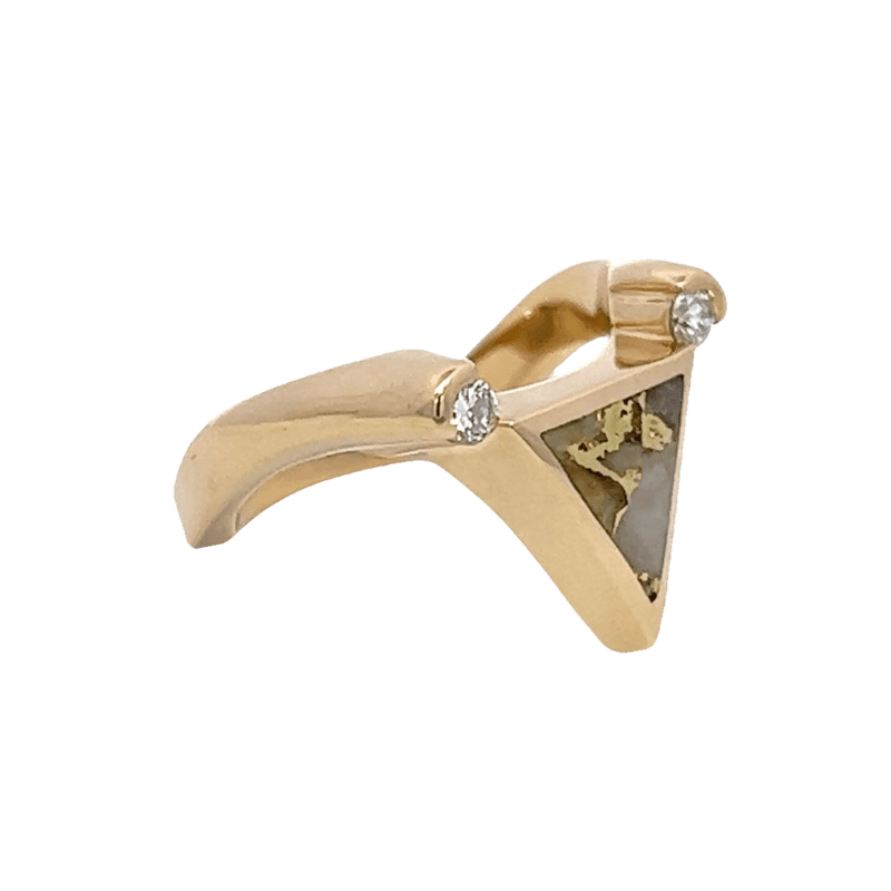 Gold quartz, Triangle, Ring, Diamond, Alaska Mint, 14k, 172G2 $1530, Sz6
