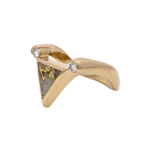 Gold quartz, Triangle, Ring, Diamond, Alaska Mint, 14k, 172G2 $1530, Sz6