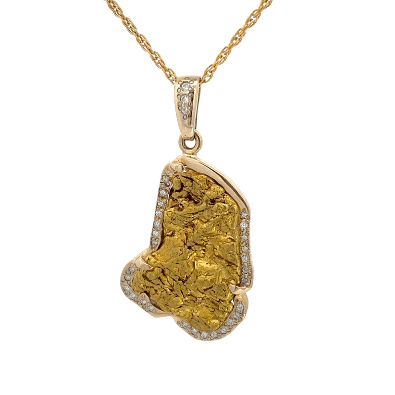 Gold nugget, Diamond, Pendant, Alaska Mint, 14k, 532156 $7375