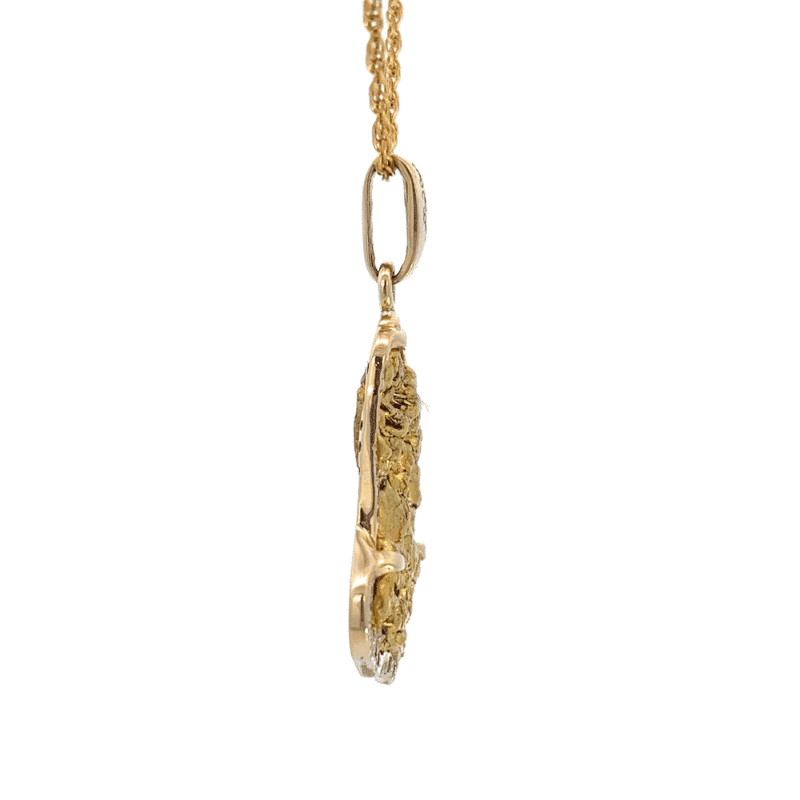 Gold nugget, Diamond, Pendant, Alaska Mint, 14k, 532156 $7375