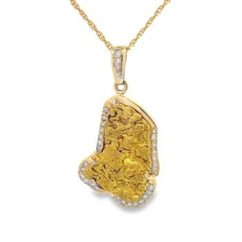 Gold nugget diamond pendant, Alaska Mint