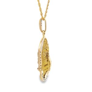 Gold nugget diamond pendant, Alaska Mint