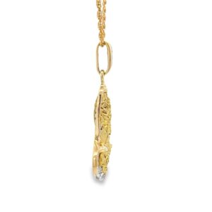 Gold nugget diamond pendant, Alaska Mint