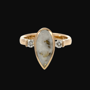 Gold quartz, Diamond, Teardrop, Ring, Alaska Mint, 14k, 579g2 $1570