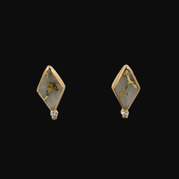 Gold quartz, Diamond, Kite, Earrings, Post, Alaska Mint, 14k, E228G2 $880