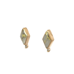 Gold quartz, Diamond, Kite, Earrings, Post, Alaska Mint, 14k, E228G2 $880