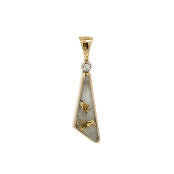 Gold quartz, Diamond, Offside, Triangle, Pendant, Alaska Mint, 14k, FF136G2 $930