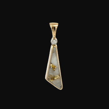 Gold quartz, Diamond, Freeform, Pendant, Alaska Mint, 14k, FF136G2 $930