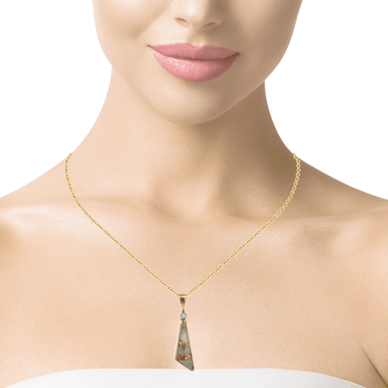 Gold quartz, Diamond, Freeform, Pendant, Alaska Mint, 14k, FF136G2 $930