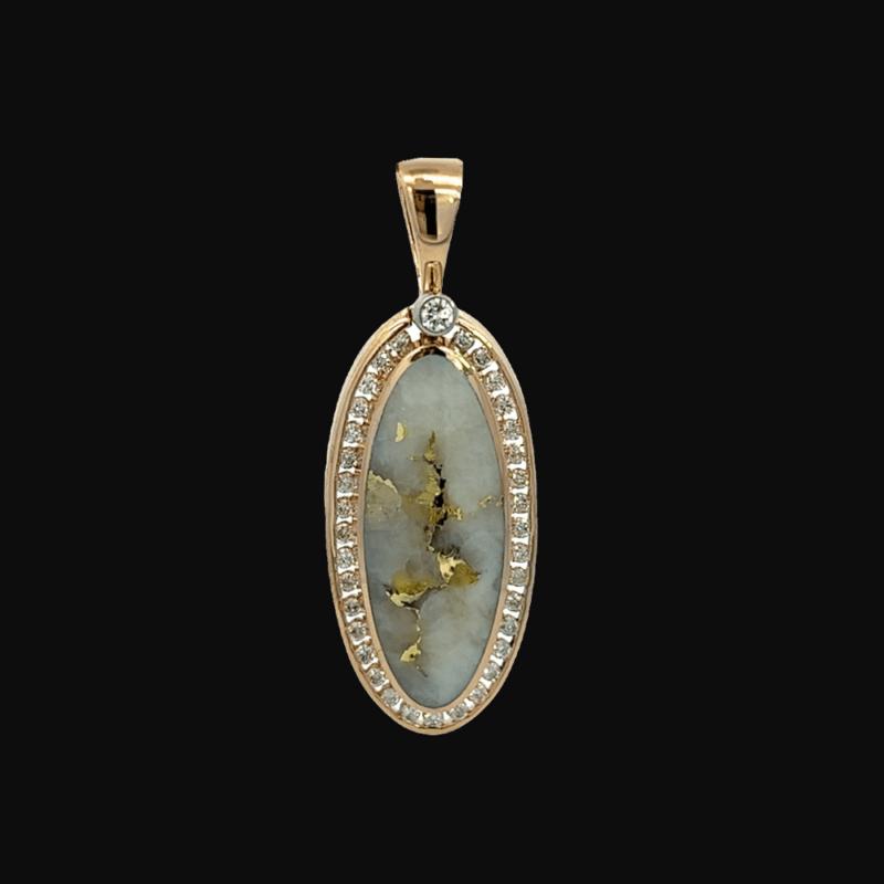 Gold quartz, diamond, oval, necklace, Alaska Mint, 14k, FF208G2 $3390