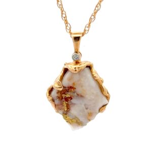 Gold Quartz Freeform Pendant FF208G2