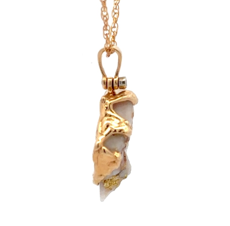 Gold Quartz Freeform Pendant FF208G2 - Image 2