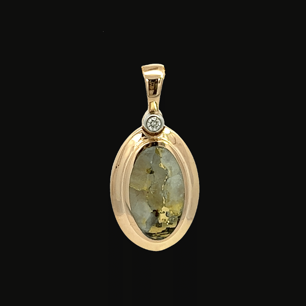 Gold quartz, Oval, Pendant, Diamond, Alaska Mint, 14k, FF221G2 $995