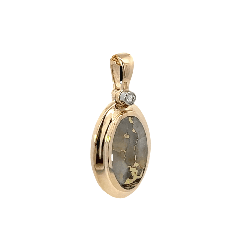 Gold quartz, Oval, Pendant, Diamond, Alaska Mint, 14k, FF221G2 $995
