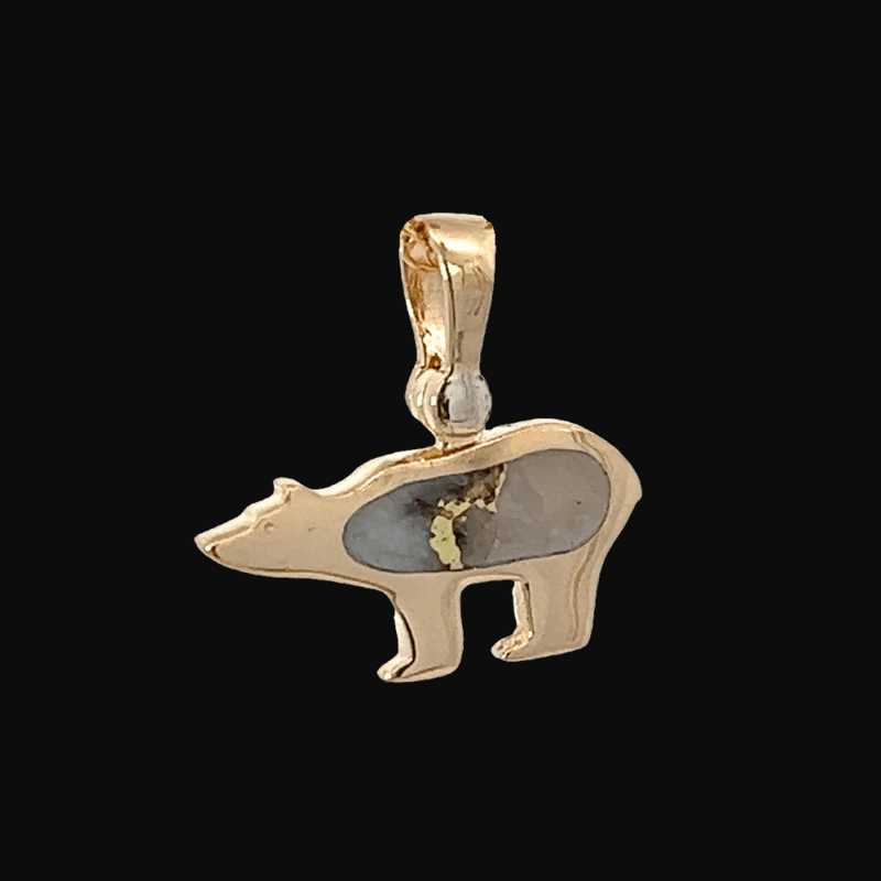 Gold quartz, Bear, Pendant, Alaska Mint, 14k, FF275G2 $775