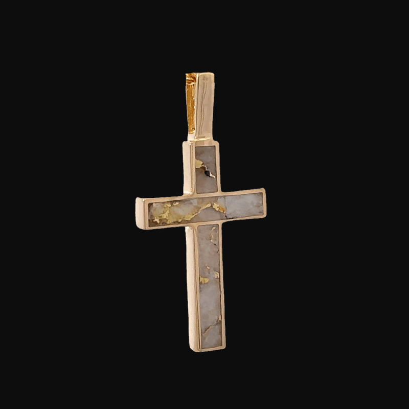 Gold quartz, Cross, Pendant, Alaska Mint, 14k, FF330G2 $1260