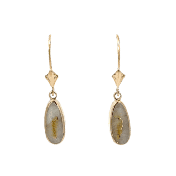Gold quartz, Teardrop, Earrings, Leverback, Alaska Mint, 14k, FFLE085G2 $1260