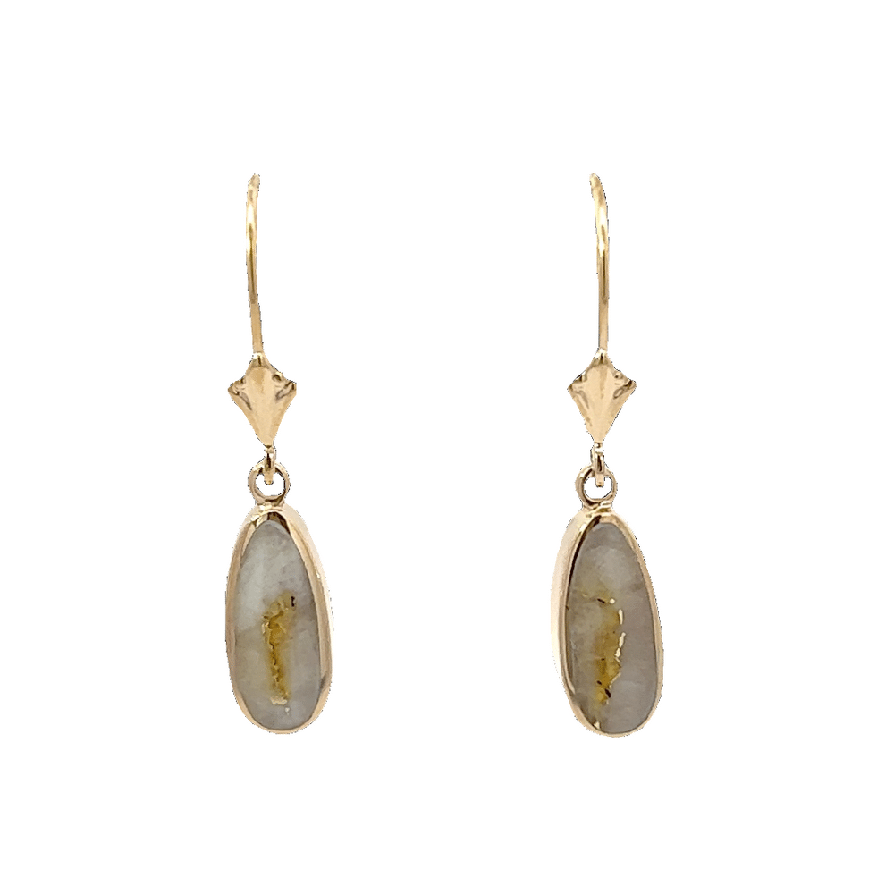 12mm Handmade Gold Sandstone Earrings – Gold Plated Leverback Dangle Earrings